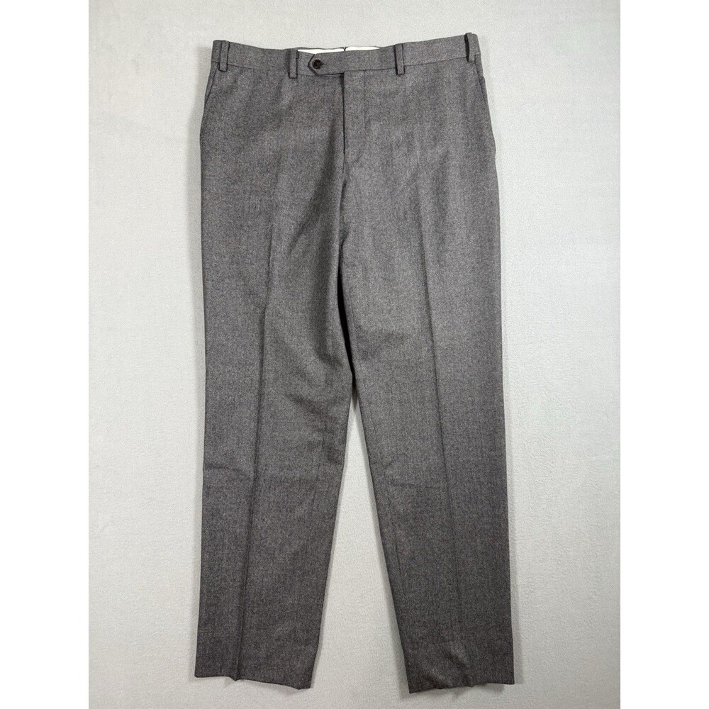 Paul Stuart Mens Gray Wool Dress Pants Flat Front Slacks Trousers 36 x 30
